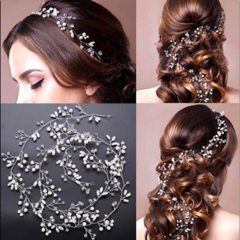 New wedding pearls/ Crystal wreath and hair pins